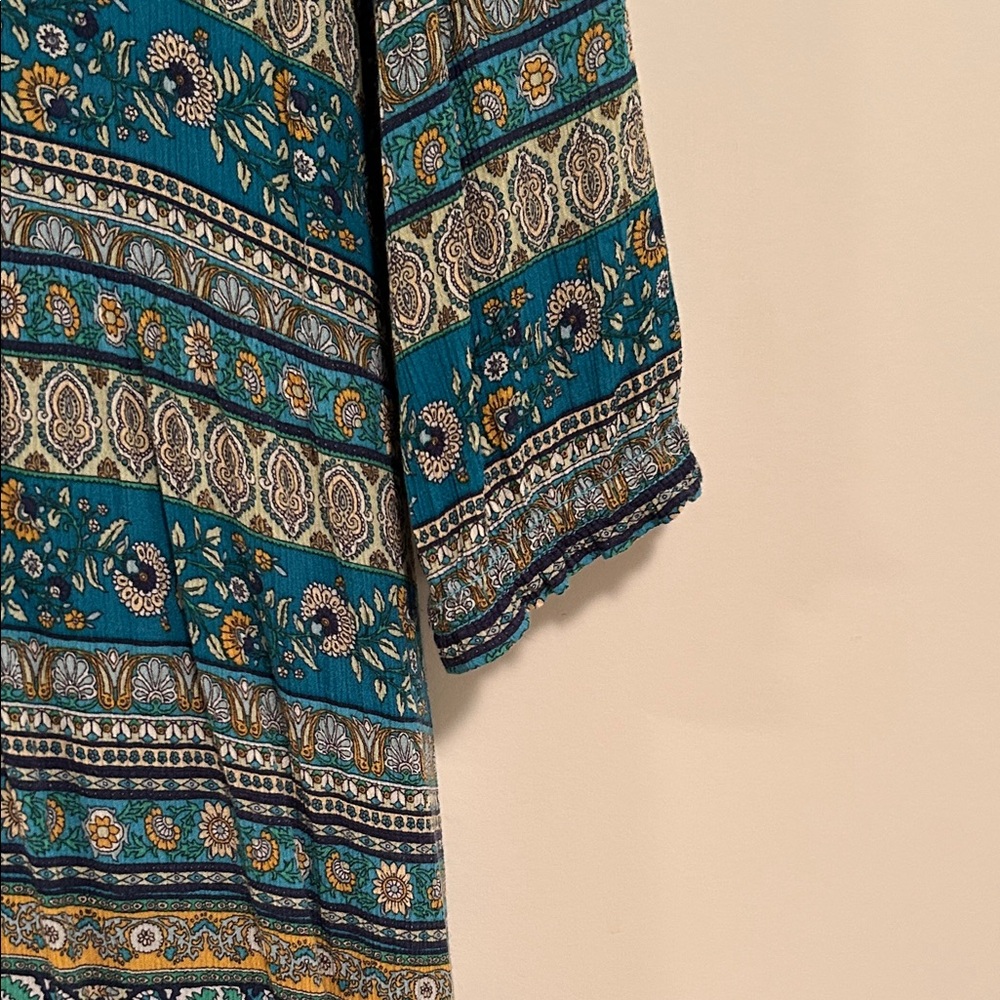 J. Jill voyager Teal Patterned Maxi Dress size medium petite - Picture 3 of 13